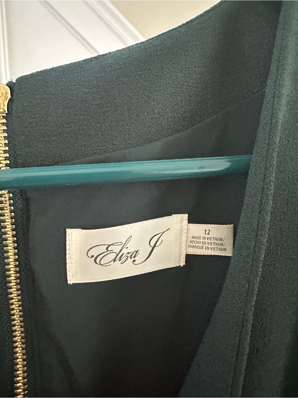 Eliza J Forest Green V-Neck Midi Dress with Waist Tie - Picture 4 of 6